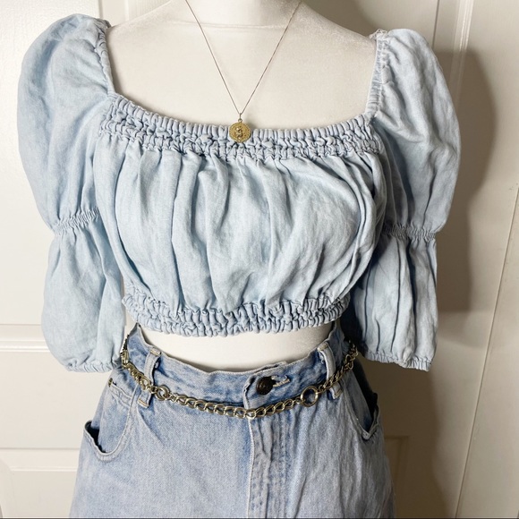 Zara Denim Crop Open back top (M) - Picture 4 of 10